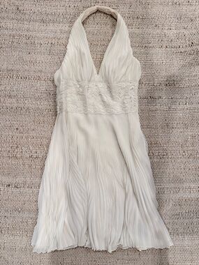 Carmen Marc Valvo Ivory Bridal Dress Lace Rehearsal Dinner Size 12 Excellent Con